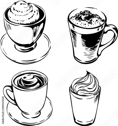 Coffee Drinks Menu - Hand Drawn Vector Illustration
