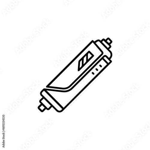 Modern Electronic Cigarette Vape Mod Device Line Art Icon.