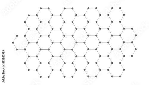 Hexagons pattern on gray background. Genetic research, molecular structure. Chemical engineering. Concept of innovation technology. Used for design healthcare, science and medicine background 