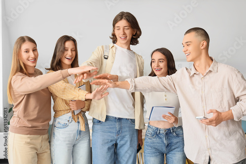 Diverse group of happy coll...