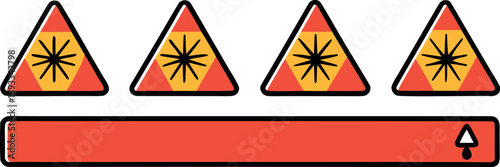 Four Emergency Warning Triangles with a Blank Orange Sign for Roadside Safety and Vehicle Breakdown Situations