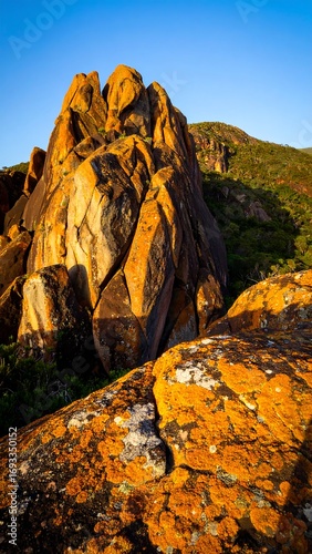 Rocky outcrop in golden light
