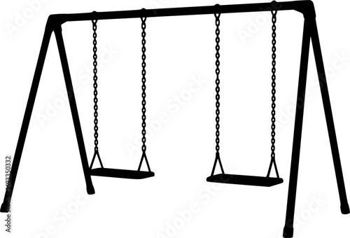 black Swing Set with Chains on a Transparent Background
