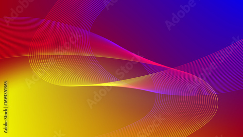 Yellow red purple gradient mesh abstract background with wavy blended line nice for wallpaper or banner