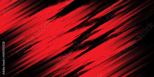 Glitch distorted grunge background. Noise destroyed texture. Red halftone dots blue color pattern gradient grunge texture background