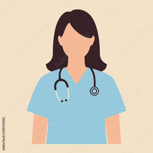 Nurse Icon – Female Medical Healthcare Worker Vector Illustration