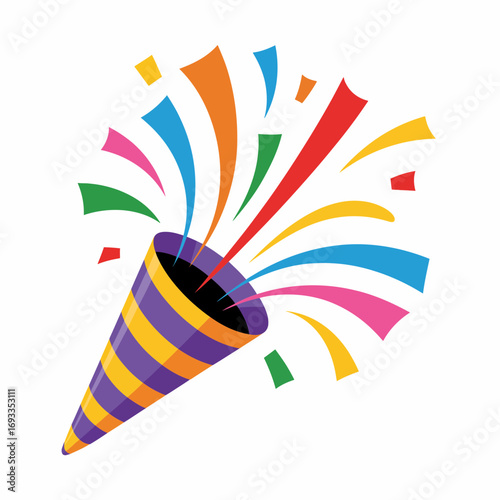 Party Popper Icon – Colorful Celebration Confetti Vector Illustration