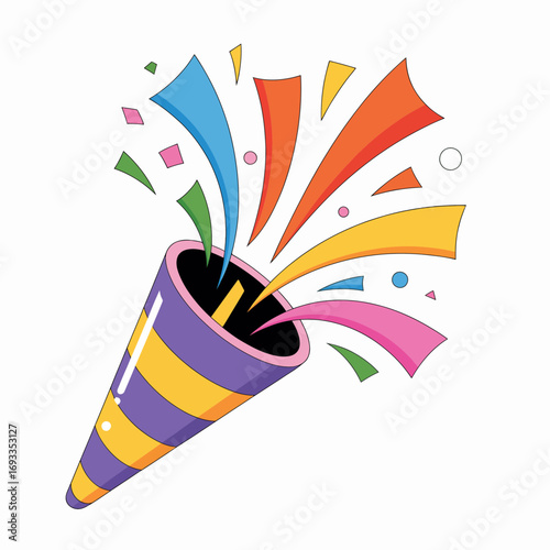 Party Popper Icon – Colorful Celebration Confetti Vector Illustration
