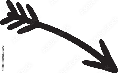 Hand-drawn arrow design showing direction downward and to the right