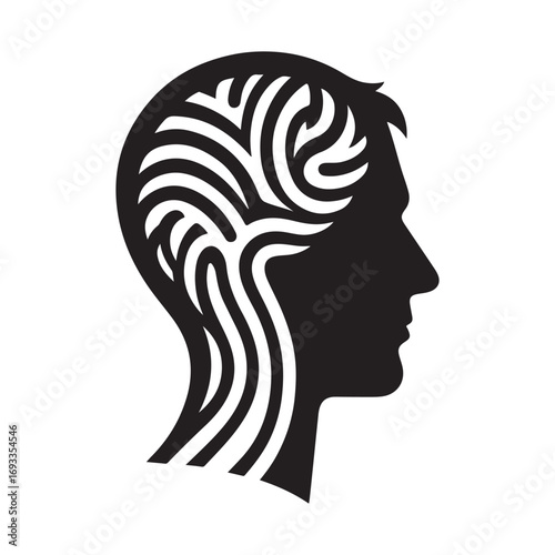 mental health vector silhouette outline logo design concept illustration