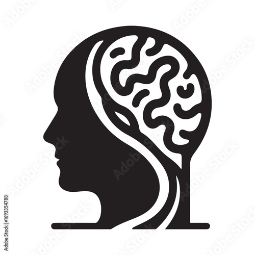 mental health vector silhouette outline logo design concept illustration