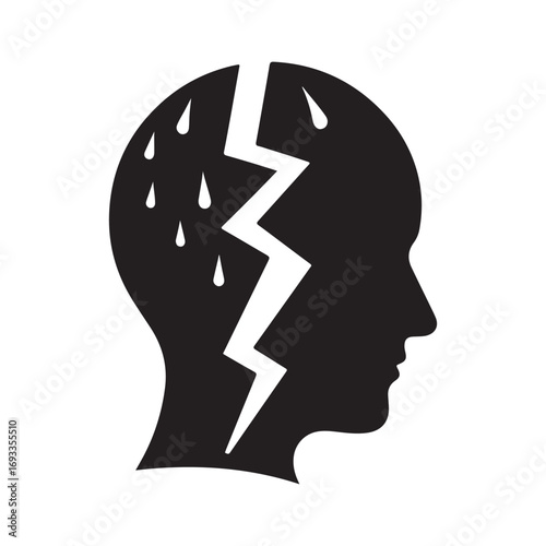 mental health vector silhouette outline logo design concept illustration