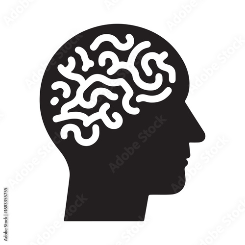 mental health vector silhouette outline logo design concept illustration