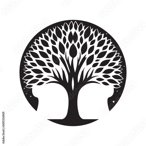 mental health vector silhouette outline logo design concept illustration