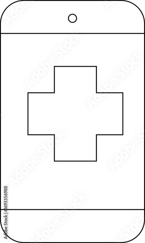 smartphone icon and medical icon with white background