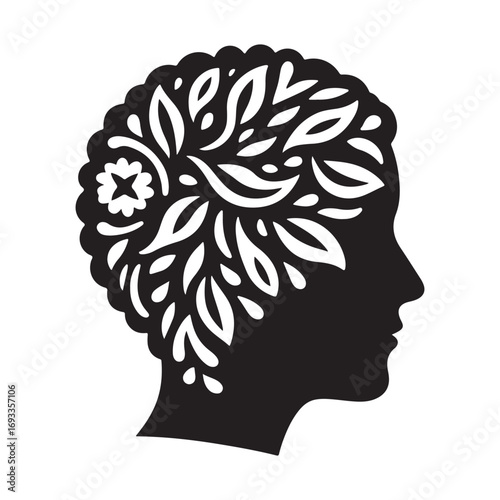mental health vector silhouette outline logo design concept illustration