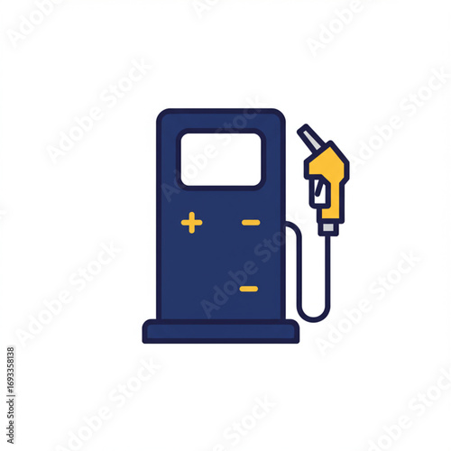 Fuel Station Icon with Dispenser and Nozzle on Light Background