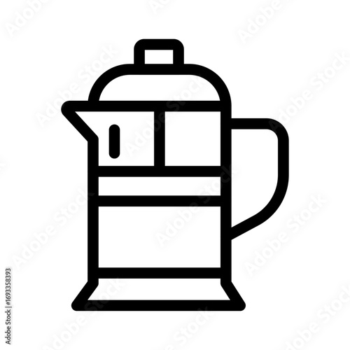 French Press Line Icon of Cafes & Coffee Shops Icon Set