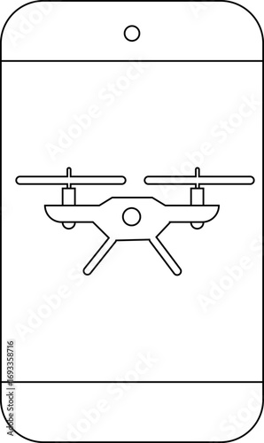 smartphone icon and drone icon with white background