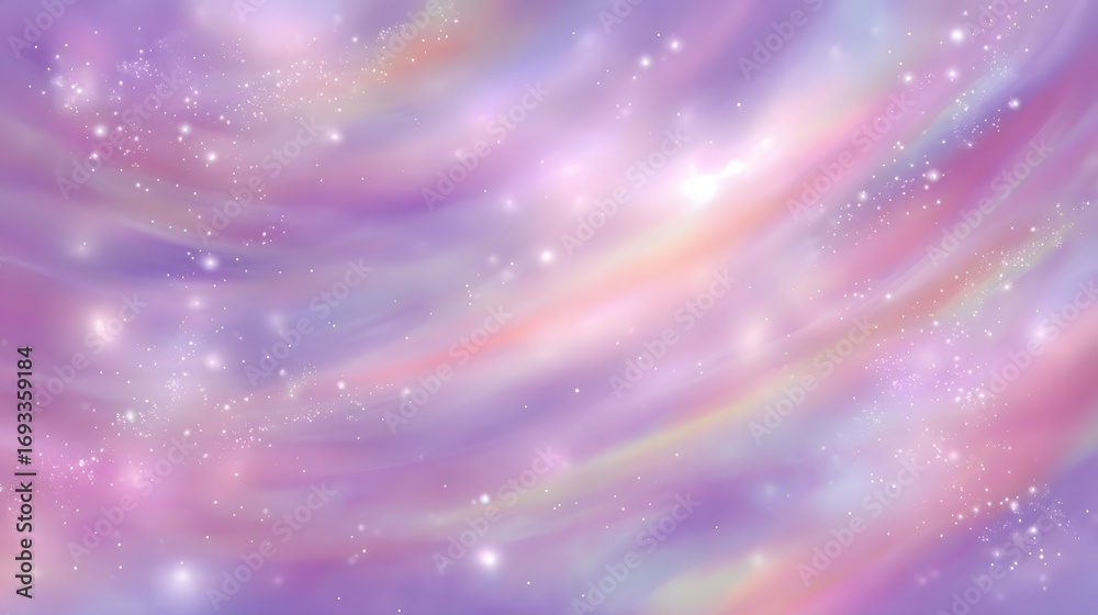 Obraz premium A dreamy, ethereal background featuring swirling pastel hues and shimmering starlight.