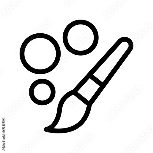 Brush with Colors Line Icon of Color Palettes Icon Set