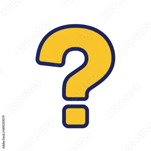 Simple Question Mark Icon in Gold and Navy Outline on White