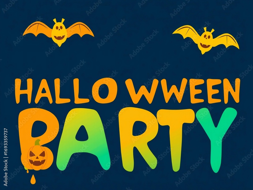 Obraz premium Spooky halloween party invitation with bats and colorful text