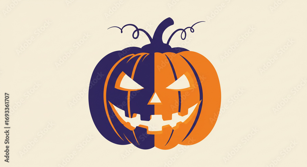 Fototapeta premium Spooky Halloween pumpkin illustration with vibrant colors, perfect for festive designs and promotions