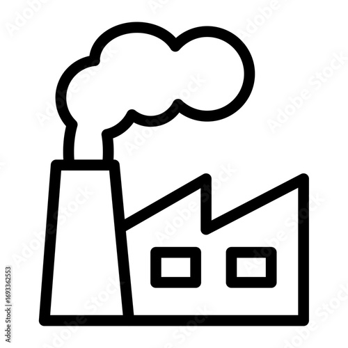 Factory Emissions Line Icon of Climate Change Icon Set