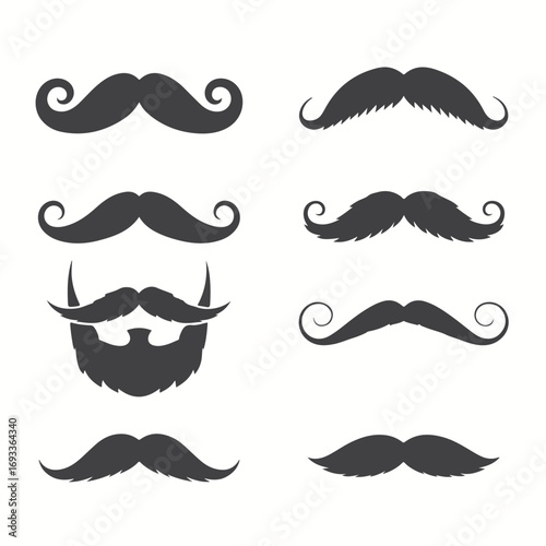 Set of different mustache and beard