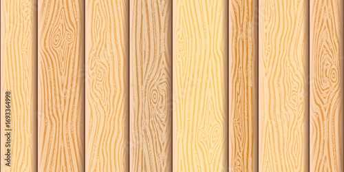 Wood plank wall, vertical slats, wood texture seamless pattern, different tones, vector design