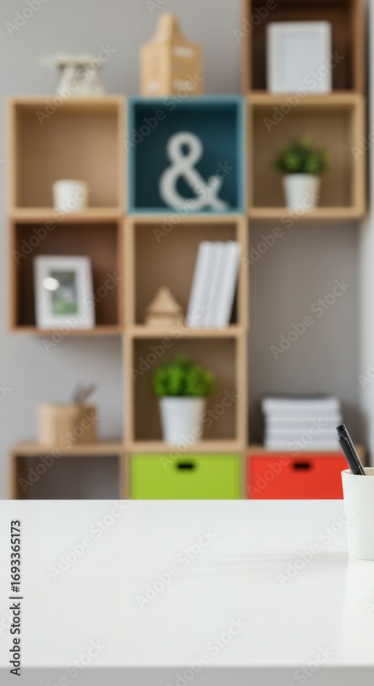 Empty Desk with Modern Interior Background Empty Desk with Modern Interior Background