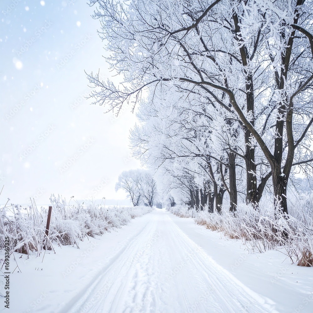 Fototapeta premium Winter road through trees