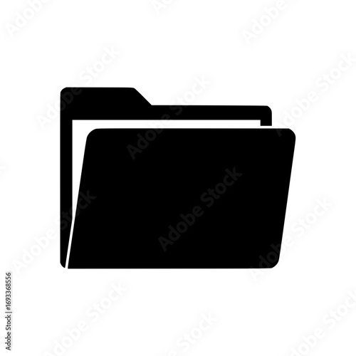 Folder single solid vector icon for digital storage and records