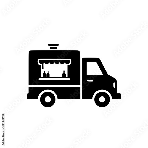 food truck vector representing mobile restaurant, catering service, and street food vendor.