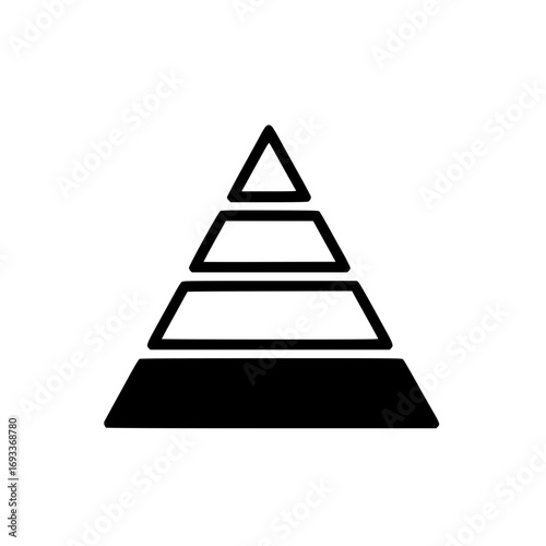 pyramid icon with four stacked levels symbolizing hierarchy, ranking, or structured organization.