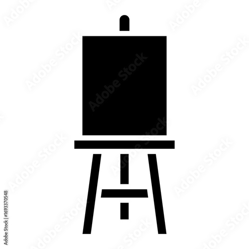 Wooden easel with blank canvas glyph solid icon