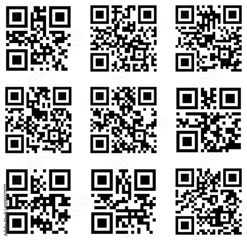 Set of Nine QR Codes