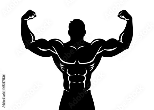 Powerful male bodybuilder silhouette design, vector cutout