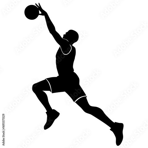 Basketball player silhouette dynamic action shot