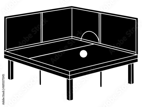 Corner ping pong table design simple illustration