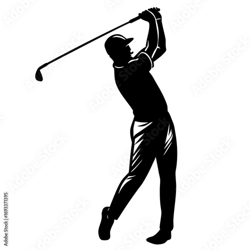 Golf player silhouette dynamic swing action sport