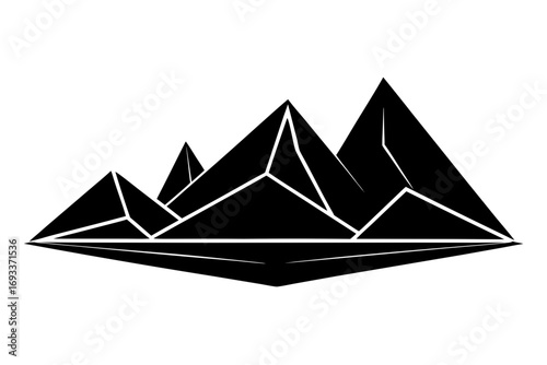 Professional cutout image of geometric mountain range on white background