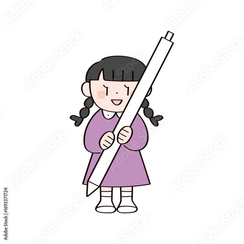 ペンを持った子供のイラスト