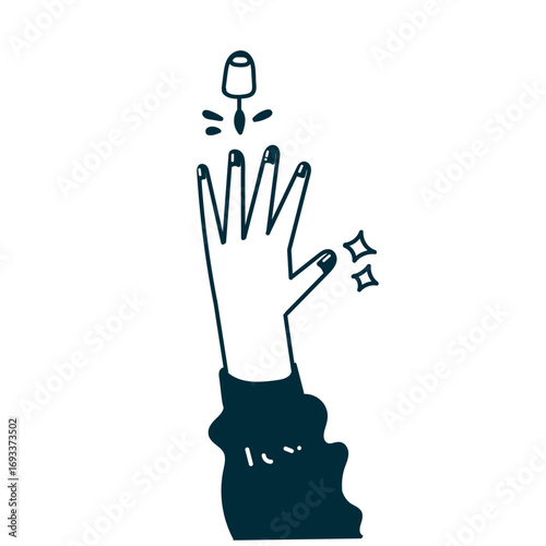 nail polish pedicure in doodle hand drawing cartoon