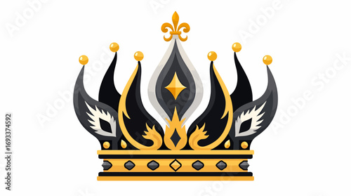 Elegant royal crown vector illustration with intricate gold and black details on a transparent background, symbolizing power and luxury.