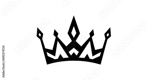 Vector illustration of a stylish black crown, perfect as a PNG for logos, emblems, or design projects needing a royal touch.  Download this high-quality vector crown for your creative needs.
