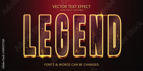 Legend text effect style, Editable text effect luxury gold red bling.