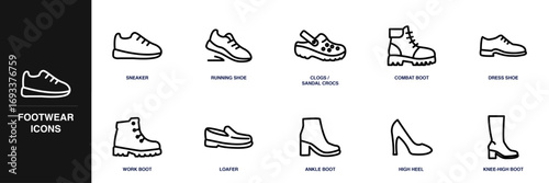 Footwear Line Icon Set