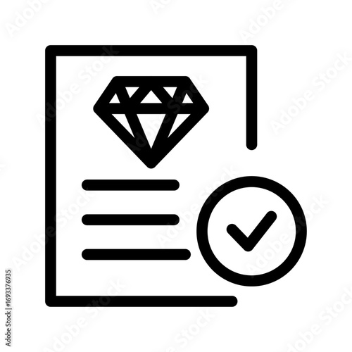 Jewelry Certificate Line Icon of Jewelry Icon Set